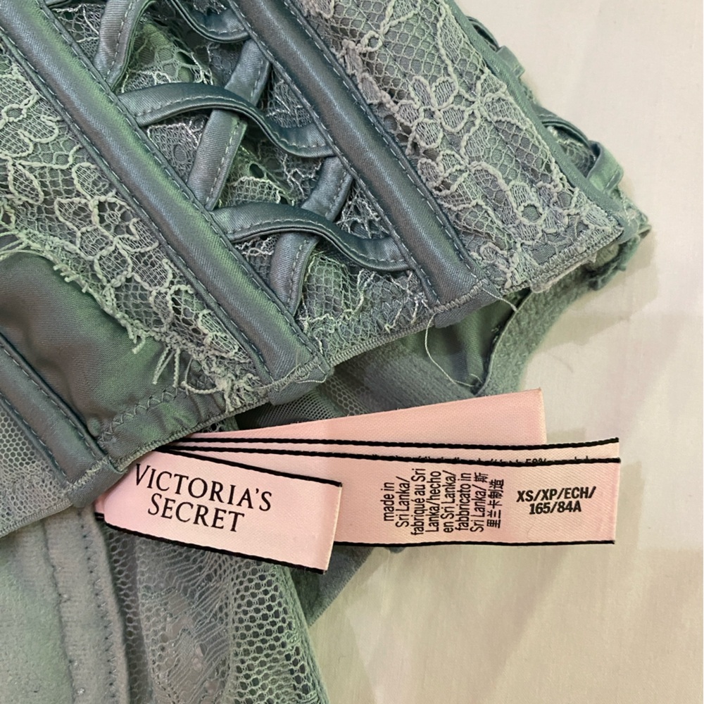 VICTORIA’S SECRET Dream Angels Sagebrush Green Lace-Up Bustier Corset Top SZ XS - Picture 4 of 8